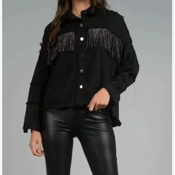 Zara denim jacket with fringe, size M - Picture 4 of 9
